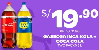 Tambo GASEOSA INCA KOLA + COCA COLA TWO PACK X 3L oferta