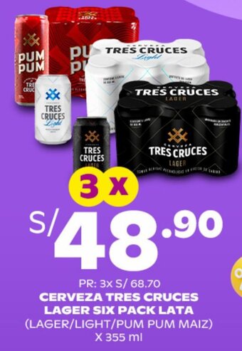 Tambo CERVEZA TRES CRUCES LAGER SIX PACK LATA X 355 ml oferta