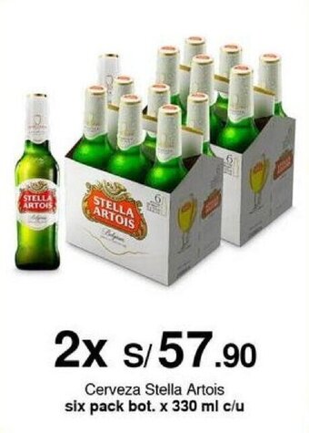 Metro Cerveza Stella Artois six pack bot. x 330 ml x 2 oferta