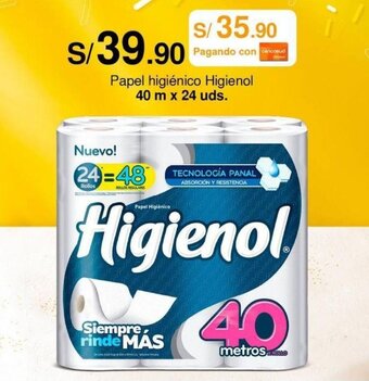 Metro Papel higiénico Higienol 40 m x 24 uds. oferta