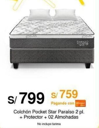 Metro Colchón Pocket Star Paraíso 2 pl. + Protector + 2 Almohadas oferta