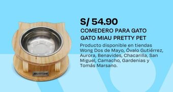 Wong COMEDERO PARA GATO GATO MIAU PRETTY PET oferta