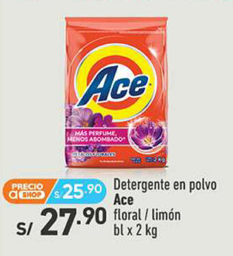 Vivanda Detergente en polvo Ace floral / limón bl x 2 kg oferta