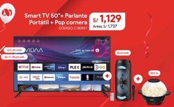 Hiraoka Smart TV 50"+ Parlante Portátil + Pop cornera oferta