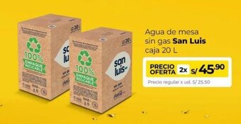 Metro Agua de mesa sin gas San Luis caja 20 L x 2 oferta