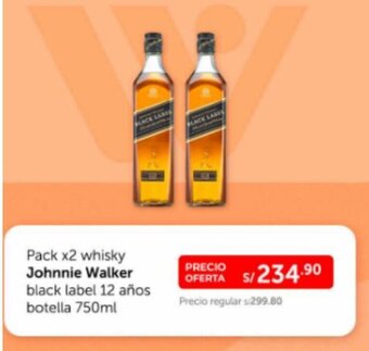Wong Pack x 2 whisky Johnnie Walker black label 12 años botella 750ml oferta