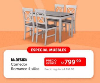 Wong M+DESIGN Comedor Romance 4 sillas oferta