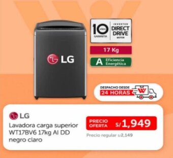 Wong LG Lavadora carga superior WT17BV6 17kg AI DD negro claro oferta