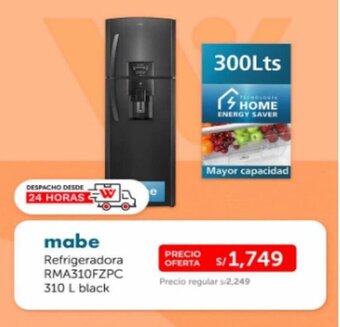 Wong mabe Refrigeradora RMA310FZPC 310 L black oferta
