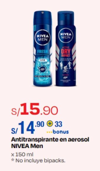 Wong Antitranspirante en aerosol NIVEA Men x 150 ml oferta