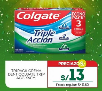 Tottus TRIPACK CREMA DENT COLGATE TRIP ACC X 60ML oferta