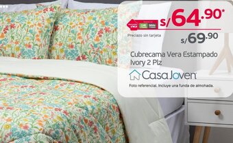 Tottus Cubrecama Vera Estampado Ivory 2 Plz Casa Joven oferta
