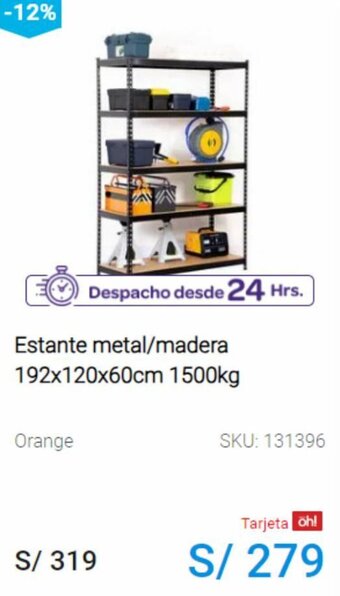Promart Estante metal/madera 192X120X60CM 1500KG oferta