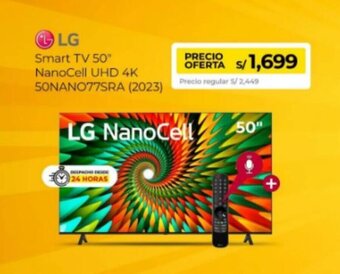 Metro LG Smart TV 50" NanoCell UHD 4K 50NANO77SRA (2023) oferta