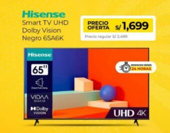Metro Hisense Smart TV UHD Dolby Vision Negro 65A6K oferta