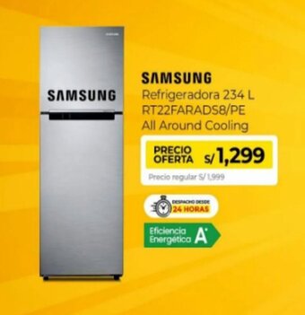 Metro SAMSUNG Refrigeradora 234 L RT22FARADS8/PE All Around Cooling oferta