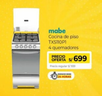 Metro mabe Cocina de piso TX5110P1 4 quemadores oferta