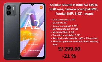 Coolbox Celular Xiaomi Redmi A2 32GB Negro oferta