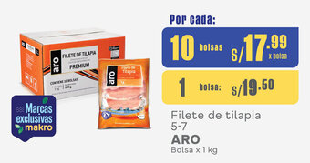 Plaza Vea Filete de tilapia 5-7 ARO Bolsa x 1 kg x 10 bolsas oferta