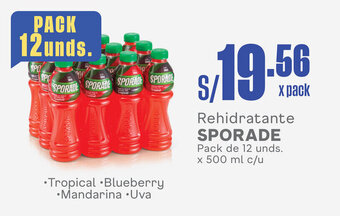 Plaza Vea Rehidratante SPORADE Pack de 12 unds. x 500 ml c/u oferta