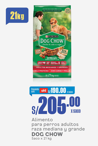 Plaza Vea Alimento para perros adultos raza mediana y grande DOG CHOW Saco x 21 kg oferta