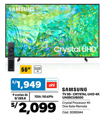 Plaza Vea SAMSUNG TV 55-CRYSTAL UHD 4K UN55CU8000 oferta