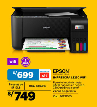 Plaza Vea EPSON IMPRESORA L3250 WIFI oferta