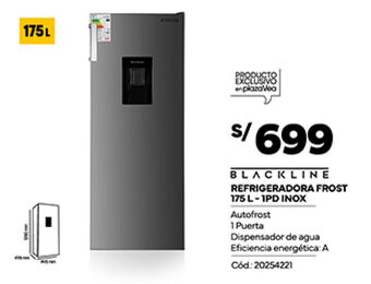 Plaza Vea BLACKLINE REFRIGERADORA FROST 175 L - 1PD INOX oferta