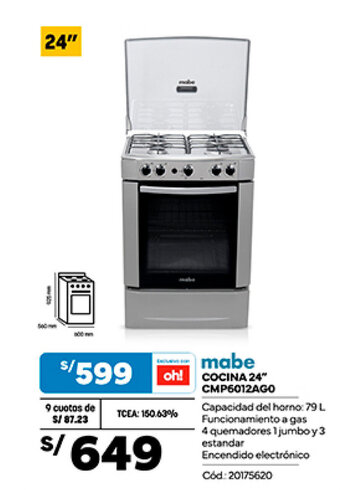 mabe COCINA 24" CMP6012AGO