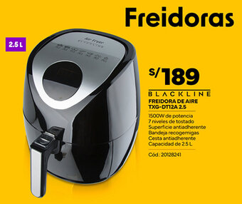 Plaza Vea BLACKLINE FREIDORA DE AIRE TXG-DT12A 2.5 oferta