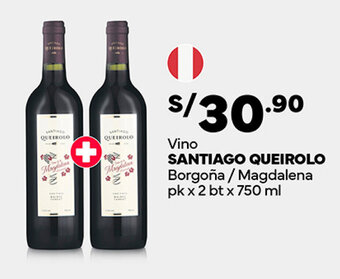 Plaza Vea Vino SANTIAGO QUEIROLO Borgoña / Magdalena pk x 2 bt x 750 ml oferta