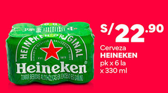 Plaza Vea Cerveza HEINEKEN pk x 6 la x 330 ml oferta