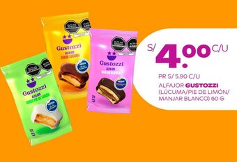 Tambo ALFAJOR GUSTOZZI (LÚCUMA/PIE DE LIMÓN/ MANJAR BLANCO) 60 G oferta