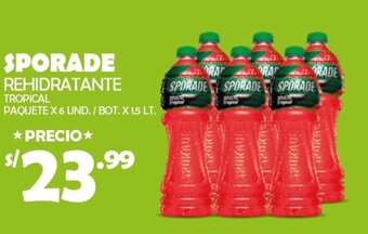 Vega SPORADE REHIDRATANTE TROPICAL PAQUETE X 6 UND. / BOT. X 1.5 LT. oferta