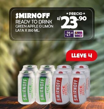Vega SMIRNOFF READY TO DRINK GREEN APPLE O LIMÓN LATA X 350 ML. oferta
