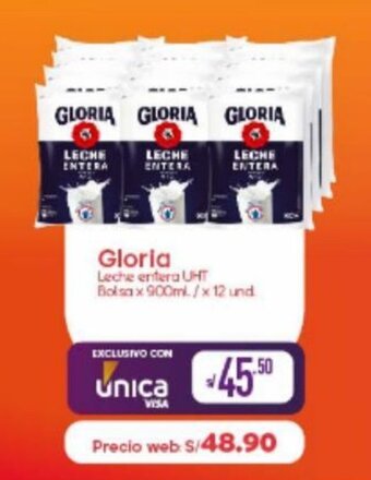 Vega GLORIA LECHE INTERA UHT BOLSA X 900ML X 12 UND. oferta