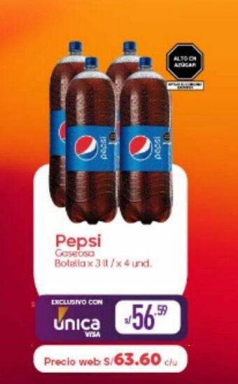 Vega Pepsi Gaseosa Botella x 3 L x 4 und oferta