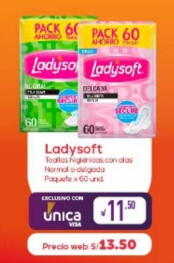 Vega Ladysoft Toallas higiénicas con alas Normal o delgada Paquete x 60 und oferta
