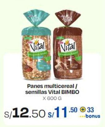 Wong Panes multicereal / semillas Vital BIMBO x 600 g oferta