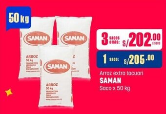 Makro Arroz extra tacuari SAMAN Saco x 50 kg oferta