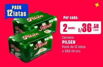 Makro Cerveza PILSEN Pack de 12 latas x 355 ml x 2 oferta