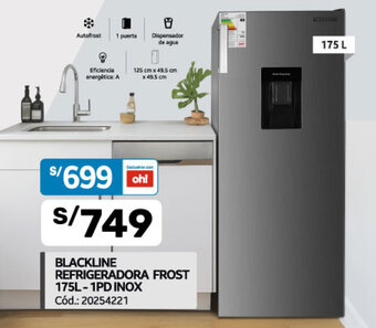 Plaza Vea BLACKLINE REFRIGERADORA FROST 175L-1PD INOX oferta
