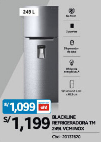 Plaza Vea BLACKLINE REFRIGERADORA TM 249LVCM INOX oferta