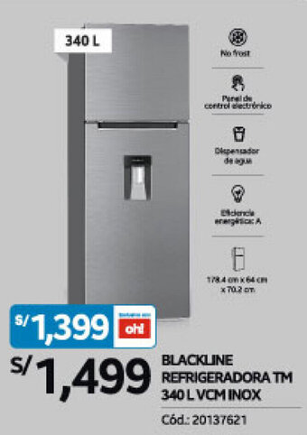 Plaza Vea BLACKLINE REFRIGERADORA TM 340 LVCM INOX oferta