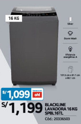 Plaza Vea BLACKLINE LAVADORA 16 KG SPBL16TL oferta