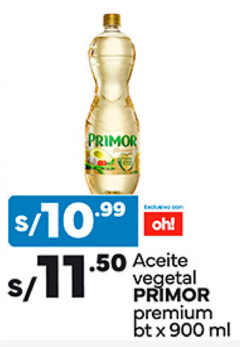 Plaza Vea Aceite vegetal PRIMOR premium bt x 900 ml oferta
