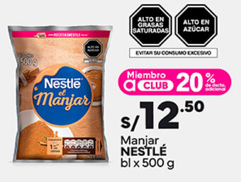 Plaza Vea Manjar NESTLÉ bl x 500 g oferta