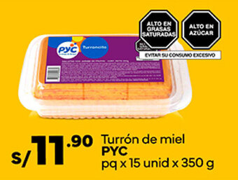 Plaza Vea Turrón de miel PYC pq x 15 unid x 350 g oferta