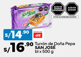 Plaza Vea Turrón de Doña Pepa SAN JOSE bl x 500 g oferta