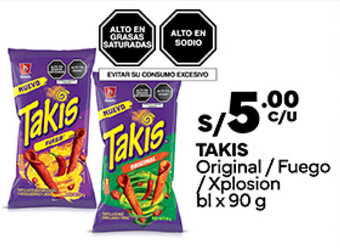 Plaza Vea TAKIS Original / Fuego / Xplosion bl x 90 g oferta